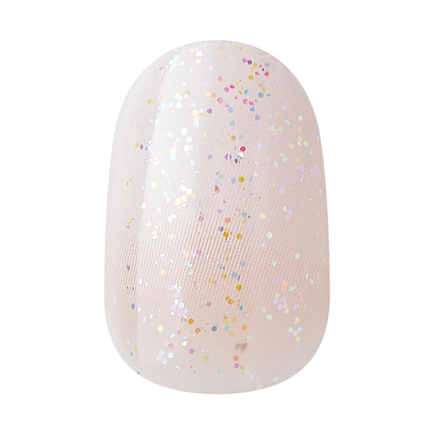 imageKISS Gel Fantasy Press On Nails Nail glue included Dancin Offwhite Short Size Oval Shape Includes 28 Nails 2g glue 1 Manicure Stick 1 Mini File31 Piece Set