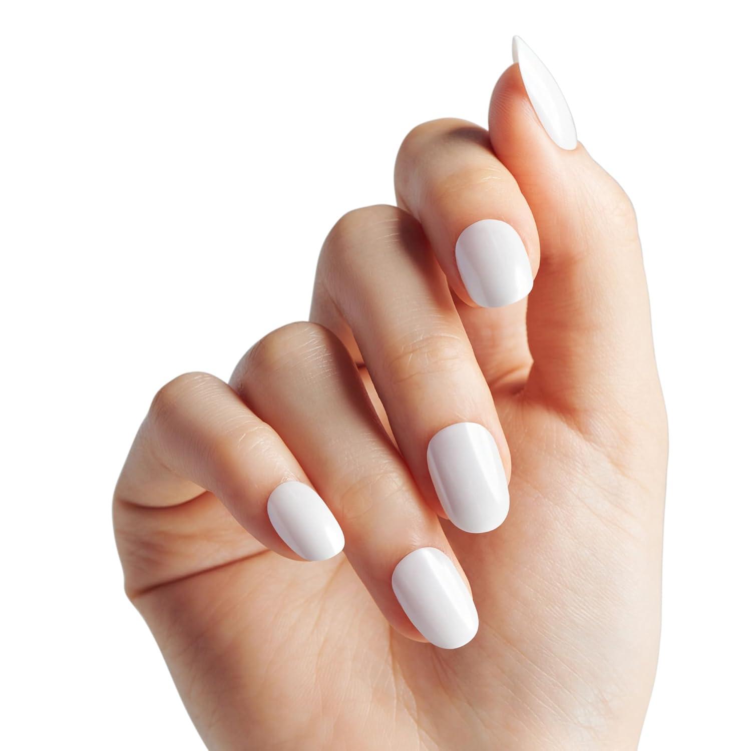 imageKISS Gel Fantasy Press On Nails Nail glue included Dancin Offwhite Short Size Oval Shape Includes 28 Nails 2g glue 1 Manicure Stick 1 Mini File31 Piece Set