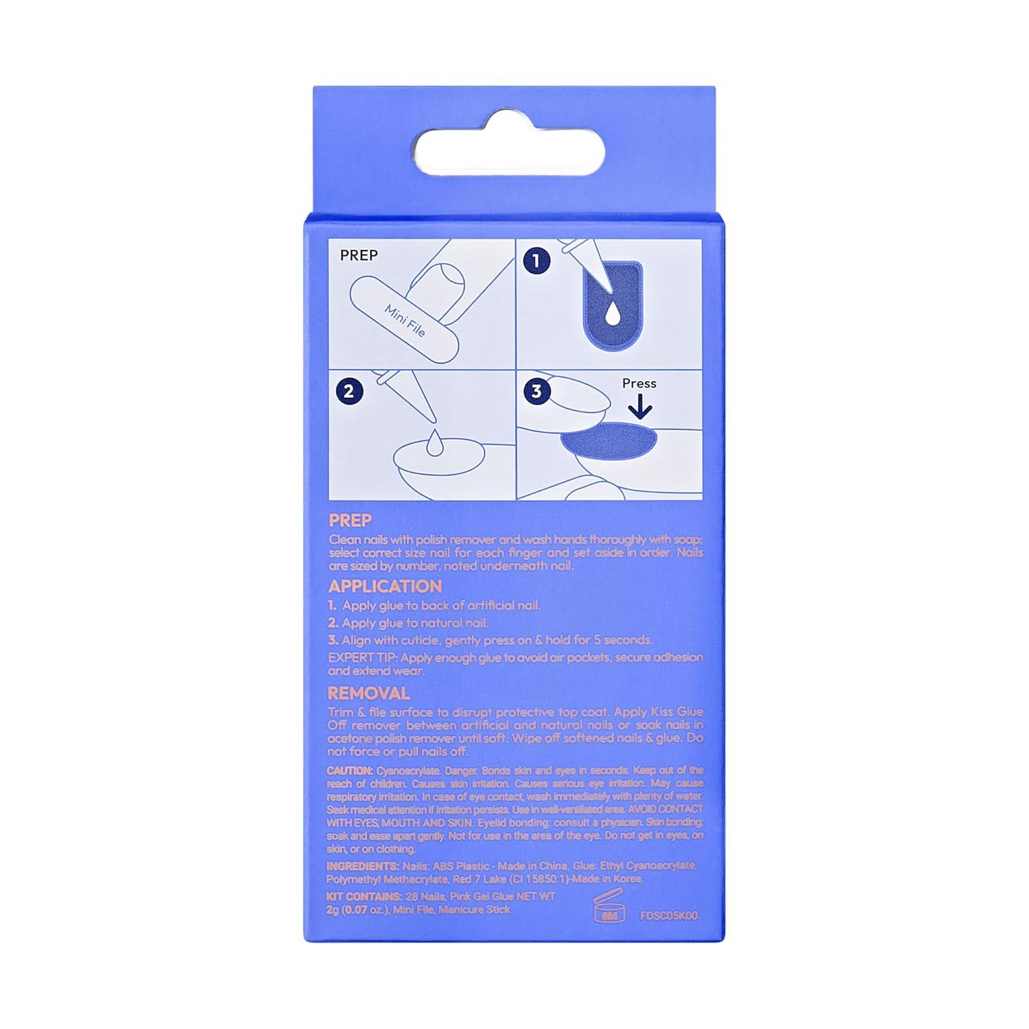 imageKISS Gel Fantasy Press On Nails Nail glue included Dancin Offwhite Short Size Oval Shape Includes 28 Nails 2g glue 1 Manicure Stick 1 Mini File31 Piece Set