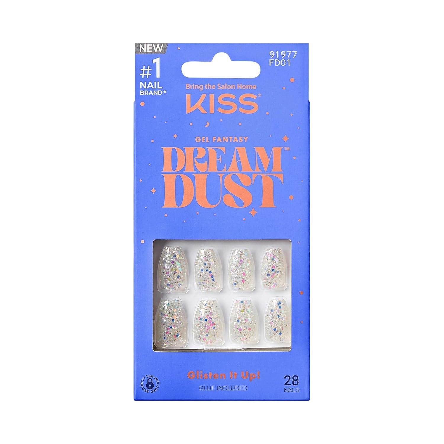 imageKISS Gel Fantasy Press On Nails Nail glue included Dancin Offwhite Short Size Oval Shape Includes 28 Nails 2g glue 1 Manicure Stick 1 Mini File31 Piece Set