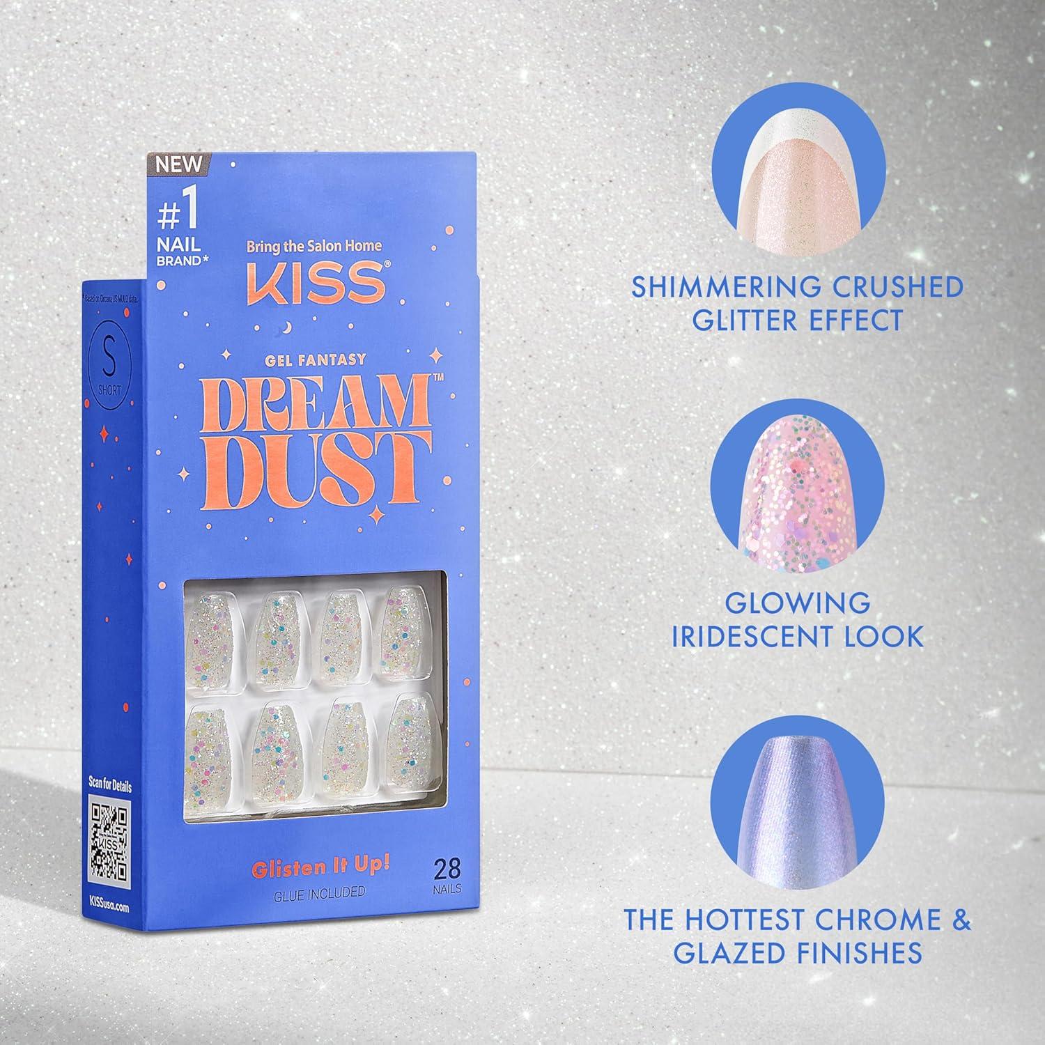 imageKISS Gel Fantasy Press On Nails Nail glue included Dancin Offwhite Short Size Oval Shape Includes 28 Nails 2g glue 1 Manicure Stick 1 Mini File31 Piece Set