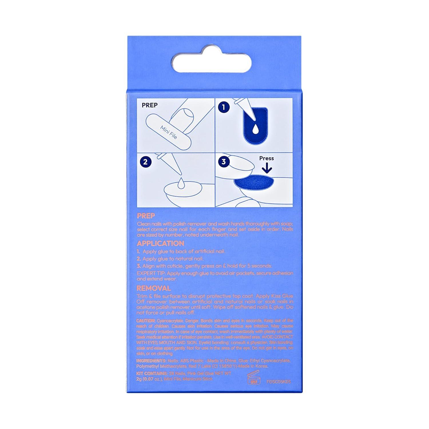 imageKISS Gel Fantasy Press On Nails Nail glue included Dancin Offwhite Short Size Oval Shape Includes 28 Nails 2g glue 1 Manicure Stick 1 Mini File31 Piece Set
