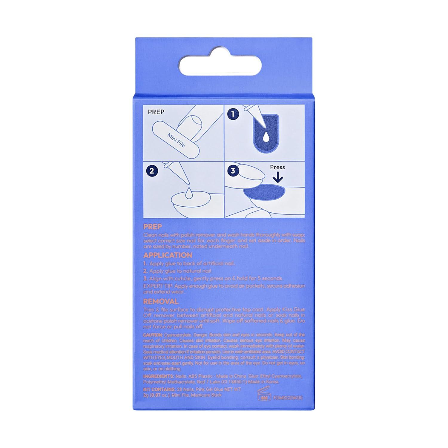 imageKISS Gel Fantasy Press On Nails Nail glue included Dancin Offwhite Short Size Oval Shape Includes 28 Nails 2g glue 1 Manicure Stick 1 Mini File31 Piece Set