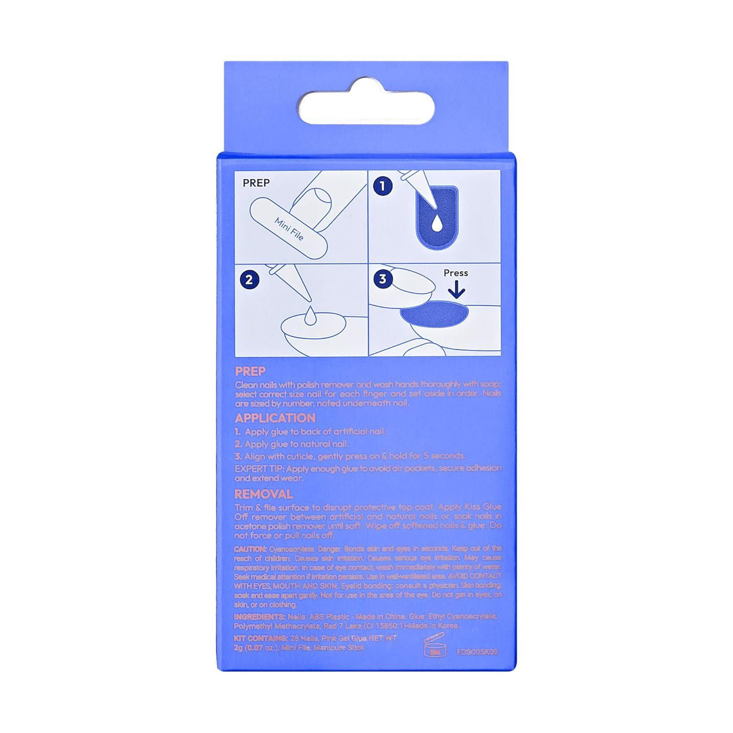 imageKISS Gel Fantasy Press On Nails Nail glue included Dancin Offwhite Short Size Oval Shape Includes 28 Nails 2g glue 1 Manicure Stick 1 Mini File31 Piece Set