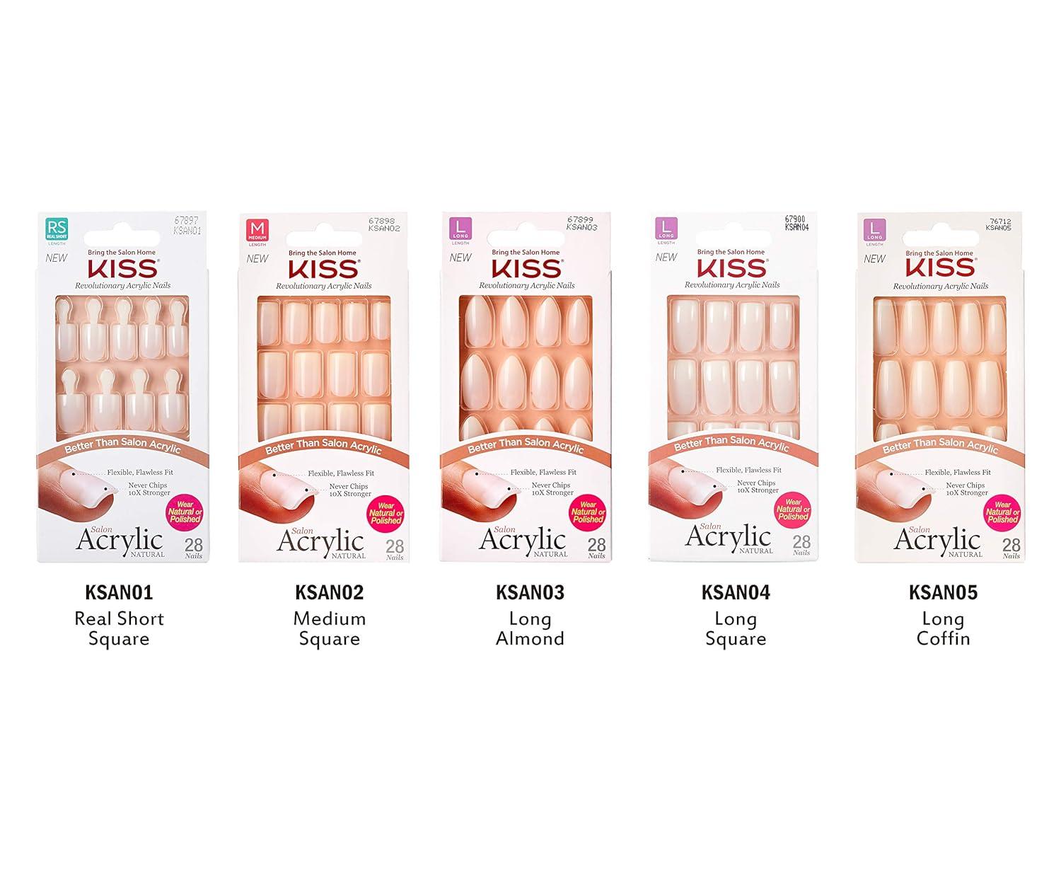 imageKISS Salon Acrylic French Tip Press On Nails Chic Beats Natural Nude Short Squoval Nail Kit with 28 Fake Nails Pink Gel Nail Glue 2g Mini Nail File ampamp Manicure StickStrong Enough