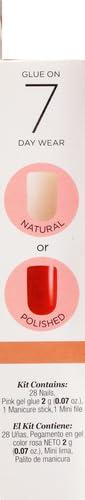 imageKISS Salon Acrylic French Tip Press On Nails Chic Beats Natural Nude Short Squoval Nail Kit with 28 Fake Nails Pink Gel Nail Glue 2g Mini Nail File ampamp Manicure StickBrief Encounter