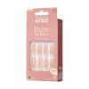 KISS Bare but Better Press On Nails, Glossy Pink, Short Length, Square Shape, 28 Fake Nails, Pink Gel Nail Glue Net Wt. 2g (0.07 Oz.), Mini Nail File, & Manicure Stick(Nude Drama)