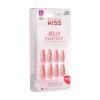 KISS Gel Fantasy Press On Nails, Nail glue included, ‘Sweet Jelly’, White, Long Size, Coffin Shape, Includes 28 Nails, 2g glue, 1 Manicure Stick, 1 Mini File(Be Jelly)