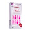 KISS Gel Fantasy Press On Nails, Nail glue included, ‘Sweet Jelly’, White, Long Size, Coffin Shape, Includes 28 Nails, 2g glue, 1 Manicure Stick, 1 Mini File(Jelly Baby)