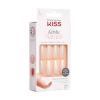 KISS Salon Acrylic French Tip Press On Nails, ‘Chic Beats’, Natural Nude, Short Squoval, Nail Kit with 28 Fake Nails, Pink Gel Nail Glue (2g), Mini Nail File, & Manicure Stick(Bareskinned)