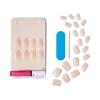 KISS Salon Acrylic French Tip Press On Nails, ‘Chic Beats’, Natural Nude, Short Squoval, Nail Kit with 28 Fake Nails, Pink Gel Nail Glue (2g), Mini Nail File, & Manicure Stick(Chic Beats)