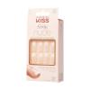 KISS Salon Acrylic French Tip Press On Nails, ‘Chic Beats’, Natural Nude, Short Squoval, Nail Kit with 28 Fake Nails, Pink Gel Nail Glue (2g), Mini Nail File, & Manicure Stick(Cashmere)