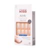 KISS Salon Acrylic French Tip Press On Nails, ‘Chic Beats’, Natural Nude, Short Squoval, Nail Kit with 28 Fake Nails, Pink Gel Nail Glue (2g), Mini Nail File, & Manicure Stick(Rare)