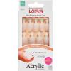 KISS Salon Acrylic French Tip Press On Nails, ‘Chic Beats’, Natural Nude, Short Squoval, Nail Kit with 28 Fake Nails, Pink Gel Nail Glue (2g), Mini Nail File, & Manicure Stick(Brief Encounter)