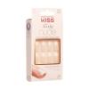 KISS Salon Acrylic French Tip Press On Nails, ‘Chic Beats’, Natural Nude, Short Squoval, Nail Kit with 28 Fake Nails, Pink Gel Nail Glue (2g), Mini Nail File, & Manicure Stick(Cashmere)