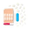 KISS Salon Acrylic French Tip Press On Nails, ‘Chic Beats’, Natural Nude, Short Squoval, Nail Kit with 28 Fake Nails, Pink Gel Nail Glue (2g), Mini Nail File, & Manicure Stick(Rare)