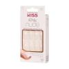 KISS Salon Acrylic French Tip Press On Nails, ‘Chic Beats’, Natural Nude, Short Squoval, Nail Kit with 28 Fake Nails, Pink Gel Nail Glue (2g), Mini Nail File, & Manicure Stick(Breathtaking)