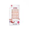 KISS Salon Acrylic French Tip Press On Nails, ‘Chic Beats’, Natural Nude, Short Squoval, Nail Kit with 28 Fake Nails, Pink Gel Nail Glue (2g), Mini Nail File, & Manicure Stick(Euphoria)