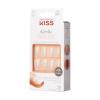 KISS Salon Acrylic French Tip Press On Nails, ‘Chic Beats’, Natural Nude, Short Squoval, Nail Kit with 28 Fake Nails, Pink Gel Nail Glue (2g), Mini Nail File, & Manicure Stick(Euphoria)