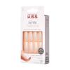 KISS Salon Acrylic French Tip Press On Nails, ‘Chic Beats’, Natural Nude, Short Squoval, Nail Kit with 28 Fake Nails, Pink Gel Nail Glue (2g), Mini Nail File, & Manicure Stick(Bareskinned)