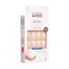 KISS Salon Acrylic French Tip Press On Nails, ‘Chic Beats’, Natural Nude, Short Squoval, Nail Kit with 28 Fake Nails, Pink Gel Nail Glue (2g), Mini Nail File, & Manicure Stick(Rare)