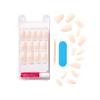 KISS Salon Acrylic French Tip Press On Nails, ‘Chic Beats’, Natural Nude, Short Squoval, Nail Kit with 28 Fake Nails, Pink Gel Nail Glue (2g), Mini Nail File, & Manicure Stick(Leilani)
