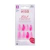 KISS Gel Fantasy Press On Nails, Nail glue included, ‘Sweet Jelly’, White, Long Size, Coffin Shape, Includes 28 Nails, 2g glue, 1 Manicure Stick, 1 Mini File(Jelly Baby)