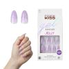 KISS Gel Fantasy Press On Nails, Nail glue included, ‘Sweet Jelly’, White, Long Size, Coffin Shape, Includes 28 Nails, 2g glue, 1 Manicure Stick, 1 Mini File(One Day Jelly)