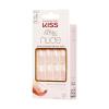 KISS Salon Acrylic French Tip Press On Nails, ‘Chic Beats’, Natural Nude, Short Squoval, Nail Kit with 28 Fake Nails, Pink Gel Nail Glue (2g), Mini Nail File, & Manicure Stick(Leilani)