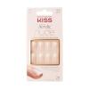 KISS Salon Acrylic French Tip Press On Nails, ‘Chic Beats’, Natural Nude, Short Squoval, Nail Kit with 28 Fake Nails, Pink Gel Nail Glue (2g), Mini Nail File, & Manicure Stick(Cashmere)