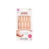 KISS Salon Acrylic French Tip Press On Nails, ‘Chic Beats’, Natural Nude, Short Squoval, Nail Kit with 28 Fake Nails, Pink Gel Nail Glue (2g), Mini Nail File, & Manicure Stick(Strong Enough)