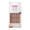 KISS Salon Acrylic French Tip Press On Nails, ‘Chic Beats’, Natural Nude, Short Squoval, Nail Kit with 28 Fake Nails, Pink Gel Nail Glue (2g), Mini Nail File, & Manicure Stick(Crystal)