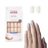 KISS Salon Acrylic French Tip Press On Nails, ‘Chic Beats’, Natural Nude, Short Squoval, Nail Kit with 28 Fake Nails, Pink Gel Nail Glue (2g), Mini Nail File, & Manicure Stick(Rare)