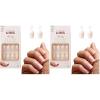 KISS Salon Acrylic French Tip Press On Nails, ‘Chic Beats’, Natural Nude, Short Squoval, Nail Kit with 28 Fake Nails, Pink Gel Nail Glue (2g), Mini Nail File, & Manicure Stick(Breathtaking)