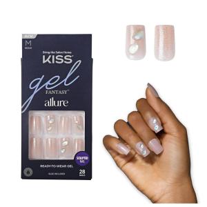 KISS Gel Fantasy Allure Press On Nails, Ready to Wear, 3D Design, Waterproof, Pink Gel Nail Glue 0.07 Oz. (2g), Manicure Stick & Mini File, 28 Count(Transformation)