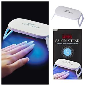 KISS Salon X-tend LED Gel Nail Kit, ‘Perk’, Beige, Medium Coffin, 30 Press On Nails, LED Soft Gel Adhesive 5 ml (0.16 US fl. oz.), LED Lamp, USB Cable, Prep Pad, Manicure Stick, & Mini Nail File(Pro LED Lamp)