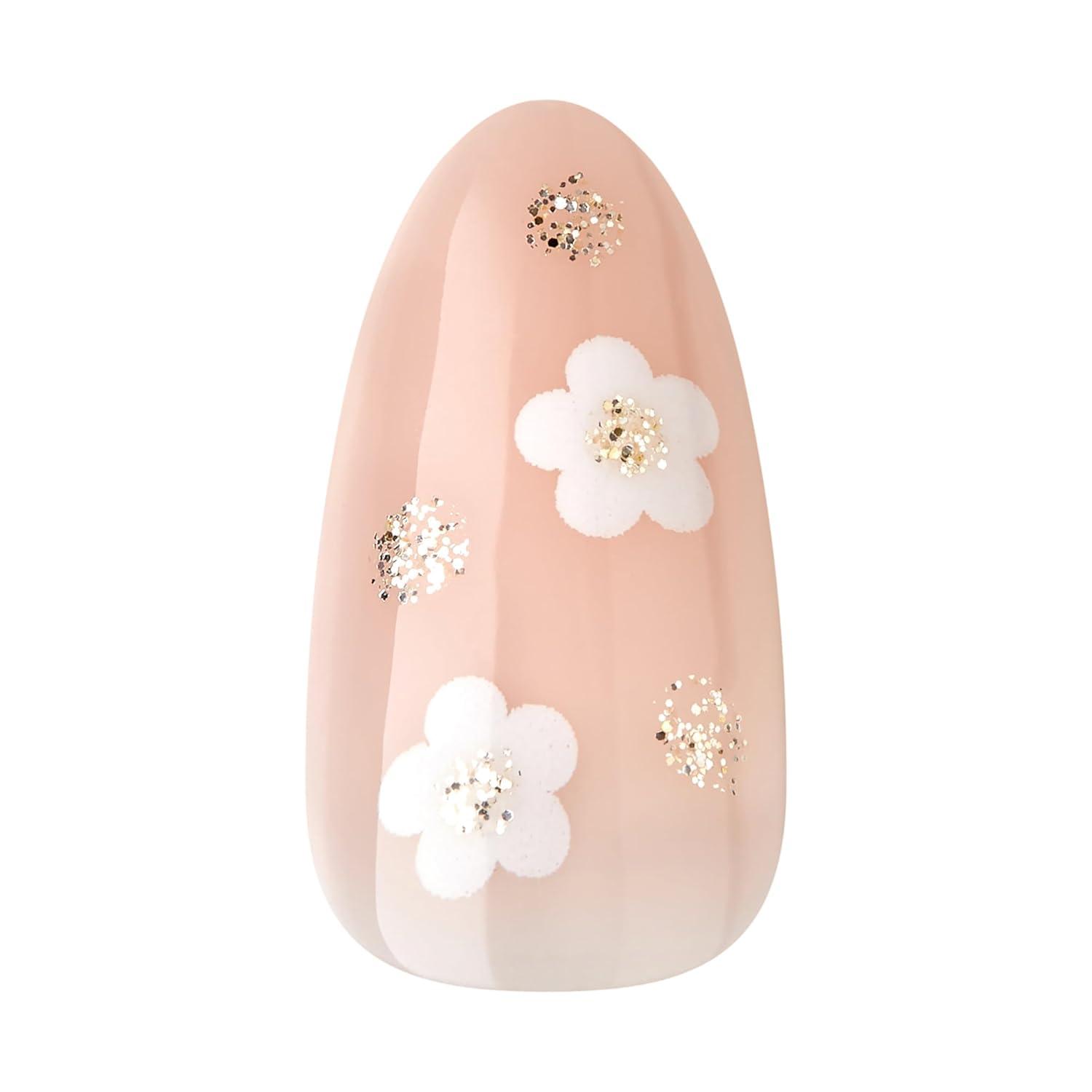 imageKISS Classy Press On Nails Nail glue included Highlights French Medium Size Almond Shape Includes 30 Nails 2g glue 1 Manicure Stick 1 Mini FileGleamin