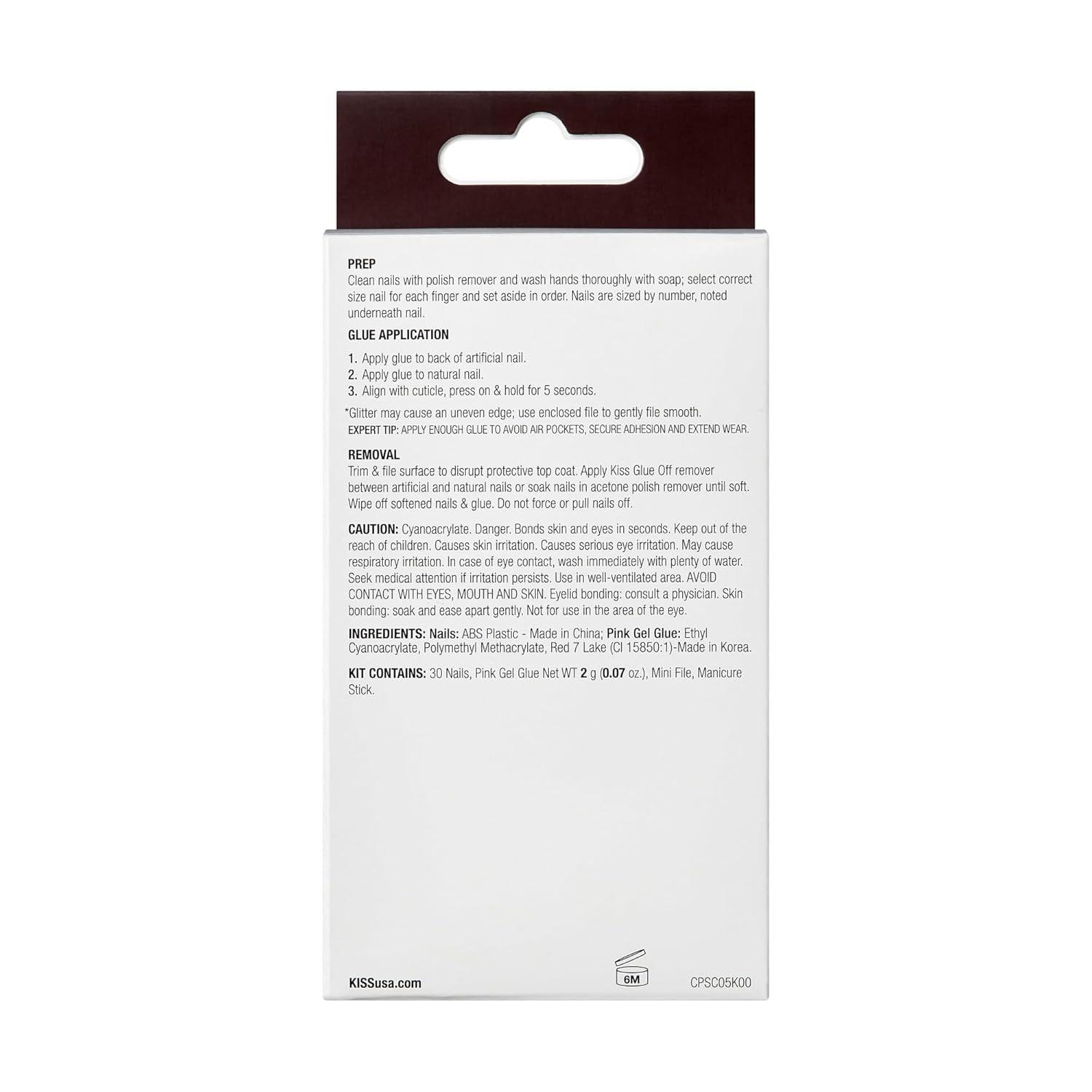 imageKISS Classy Press On Nails Nail glue included Highlights French Medium Size Almond Shape Includes 30 Nails 2g glue 1 Manicure Stick 1 Mini FileGleamin