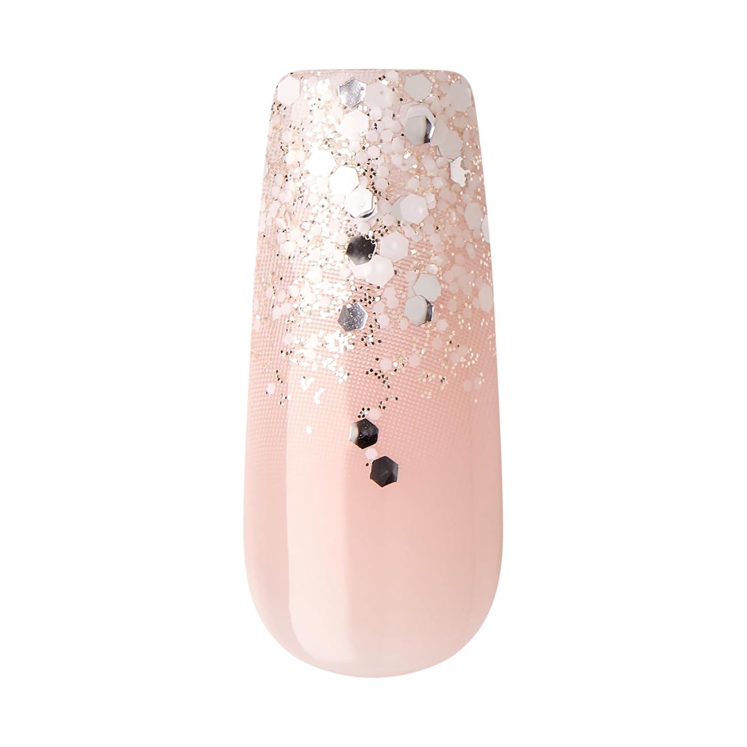 imageKISS Classy Press On Nails Nail glue included Highlights French Medium Size Almond Shape Includes 30 Nails 2g glue 1 Manicure Stick 1 Mini FileStunning