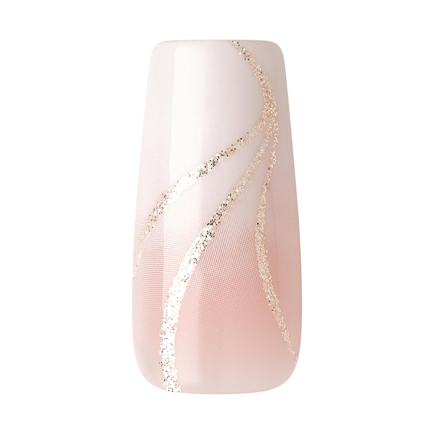 imageKISS Classy Press On Nails Nail glue included Highlights French Medium Size Almond Shape Includes 30 Nails 2g glue 1 Manicure Stick 1 Mini FileStunning