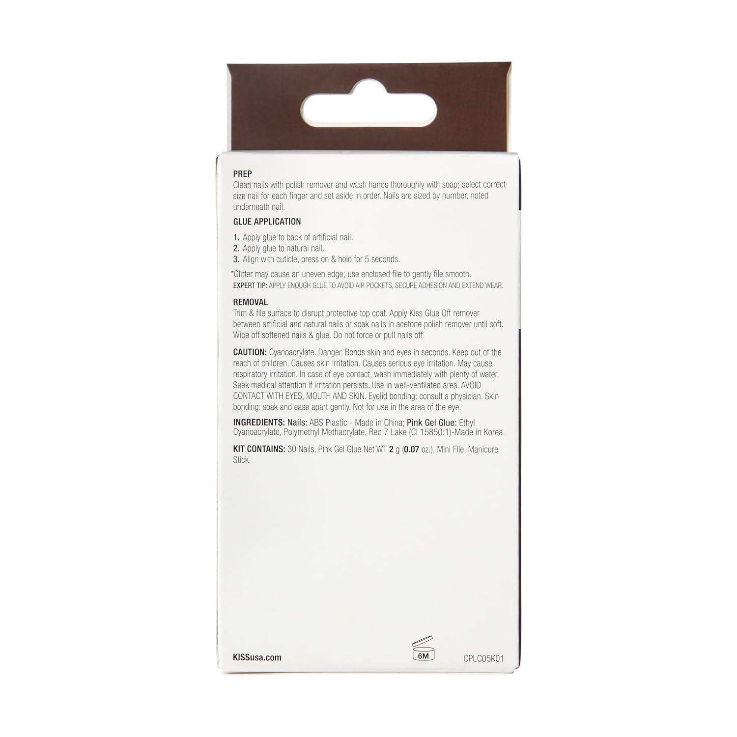 imageKISS Classy Press On Nails Nail glue included Highlights French Medium Size Almond Shape Includes 30 Nails 2g glue 1 Manicure Stick 1 Mini FileStunning