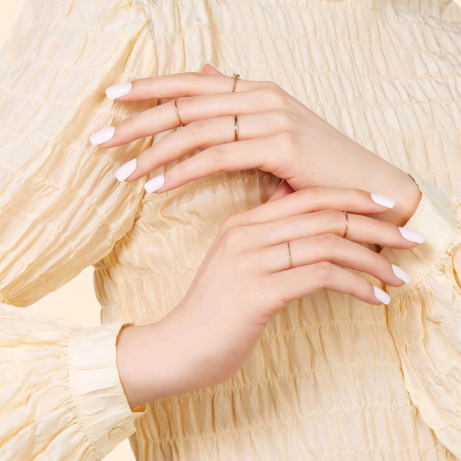 imageKISS Gel Fantasy Press On Nails Nail glue included Bookworm Off White Short Lenth Almond Shape Includes 28 Nails 2g Glue 1 Manicure Stick 1 Mini File 1 Adhesive TabShort