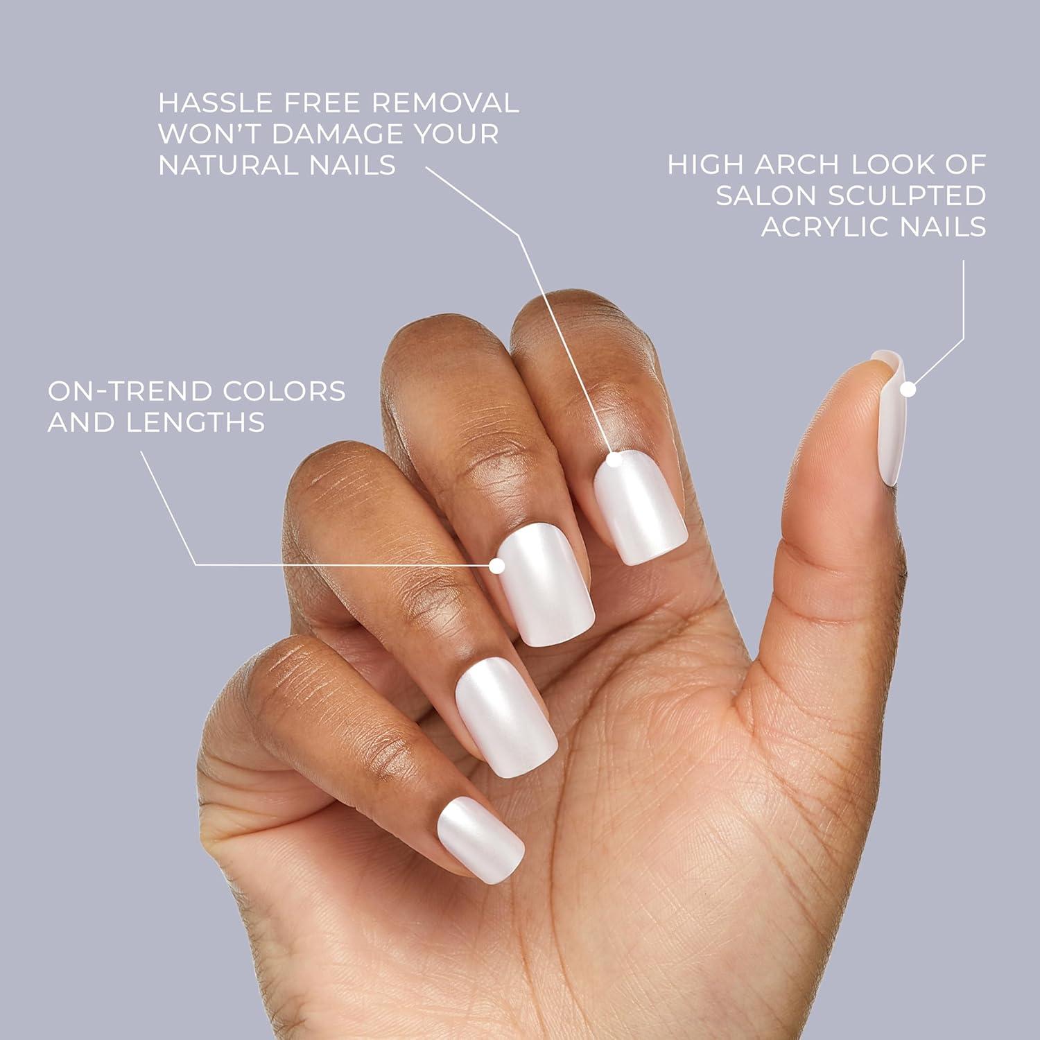 imageKISS Gel Fantasy Press On Nails Nail glue included Bookworm Off White Short Lenth Almond Shape Includes 28 Nails 2g Glue 1 Manicure Stick 1 Mini File 1 Adhesive TabShort