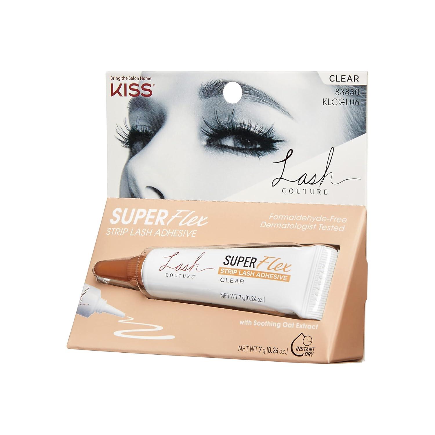 imageKISS Lash Couture Lash Glue Super Flex Oat Influed Strip Lash Adhesive Black Includes 1 Lash Adhesive Long Lasting Wear Can Be Used with Strip Lashes and Lash ClustersClear