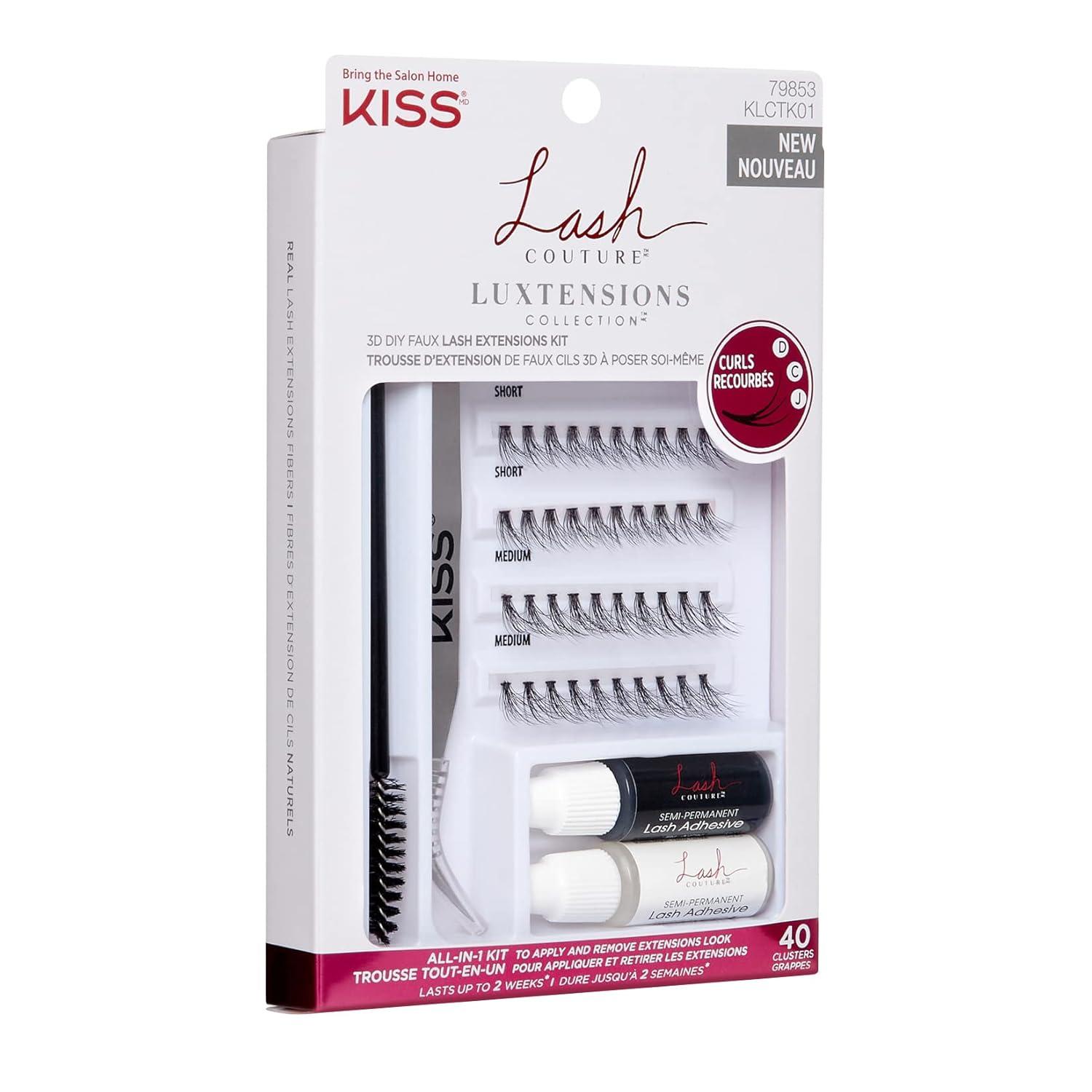 imageKISS Lash Couture Lash Mapping Kit with 3 Mapping Stickers SemiPermanent Lash Adhesive Adhesive Remover Tweezers Spoolie Micro Brush and 42 Lash Clusters21 Pair Pack of 11 Count Pack of 2