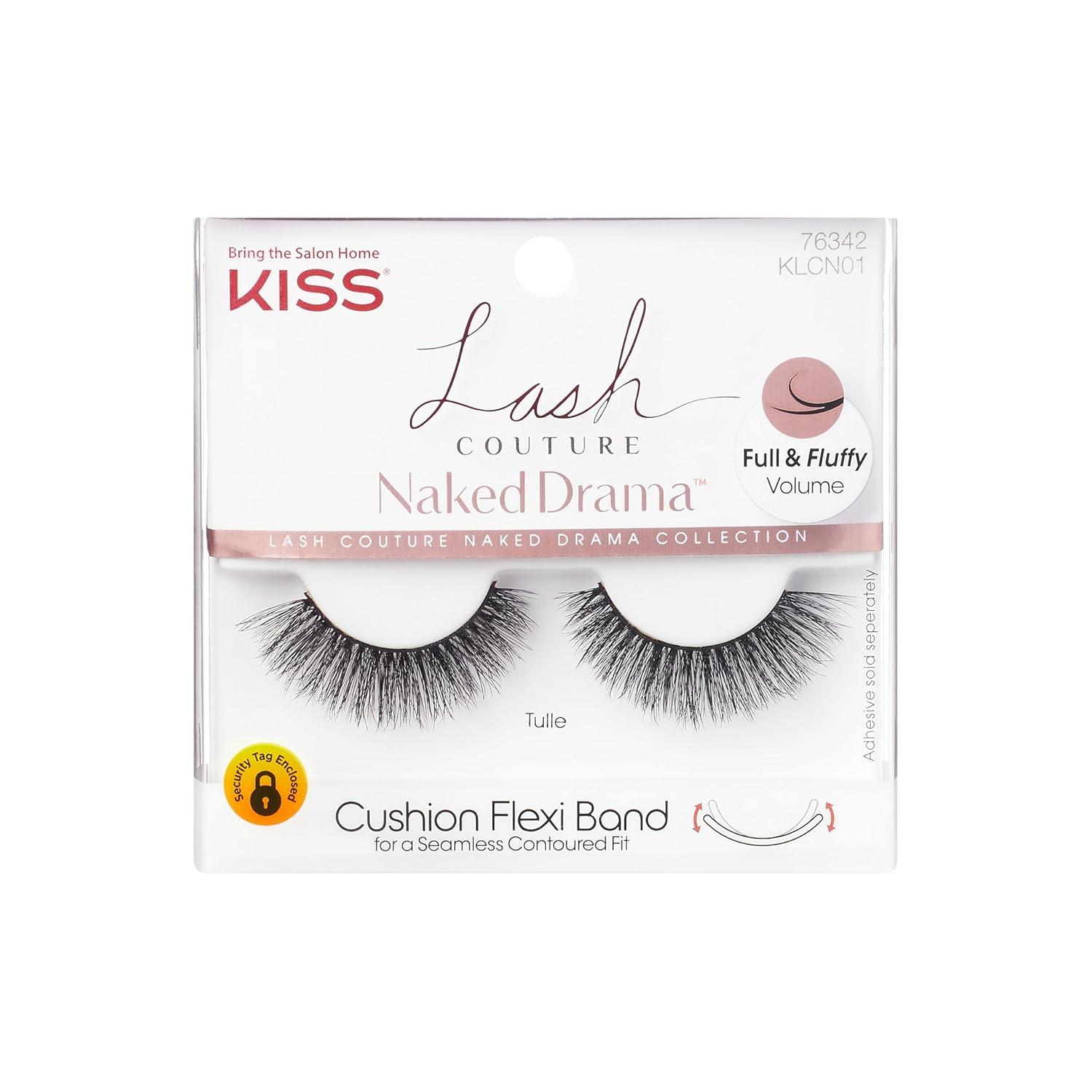 imageKISS Lash Couture Naked Drama Collection False Eyelashes with Cushion Flexi Band Full ampamp Fluffy Volume Easy to Apply Reusable Lash Clusters Style Tulle 10 mm 1 Pair Fake Eyelashes1 pair Pack of 1