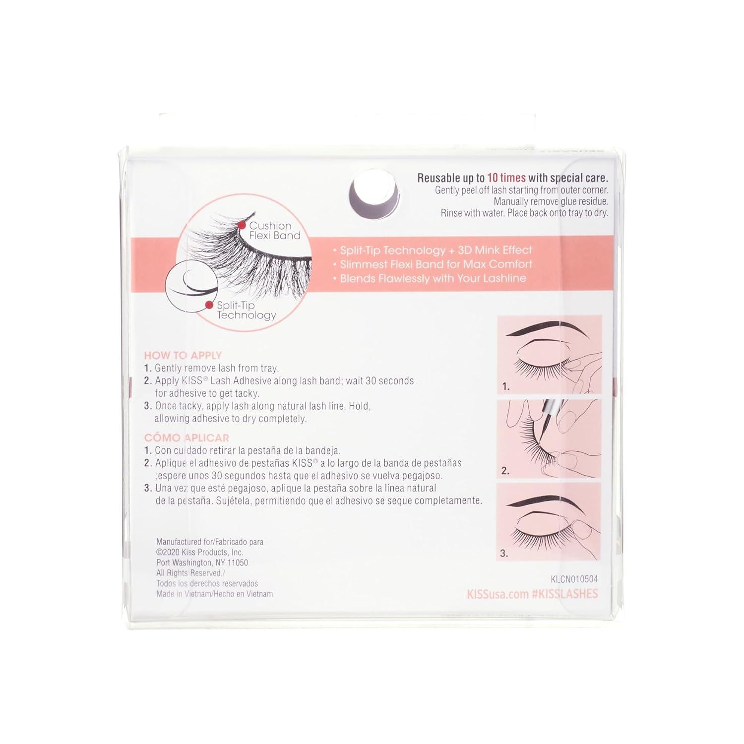 imageKISS Lash Couture Naked Drama Collection False Eyelashes with Cushion Flexi Band Full ampamp Fluffy Volume Easy to Apply Reusable Lash Clusters Style Tulle 10 mm 1 Pair Fake Eyelashes1 Pair Pack of 3