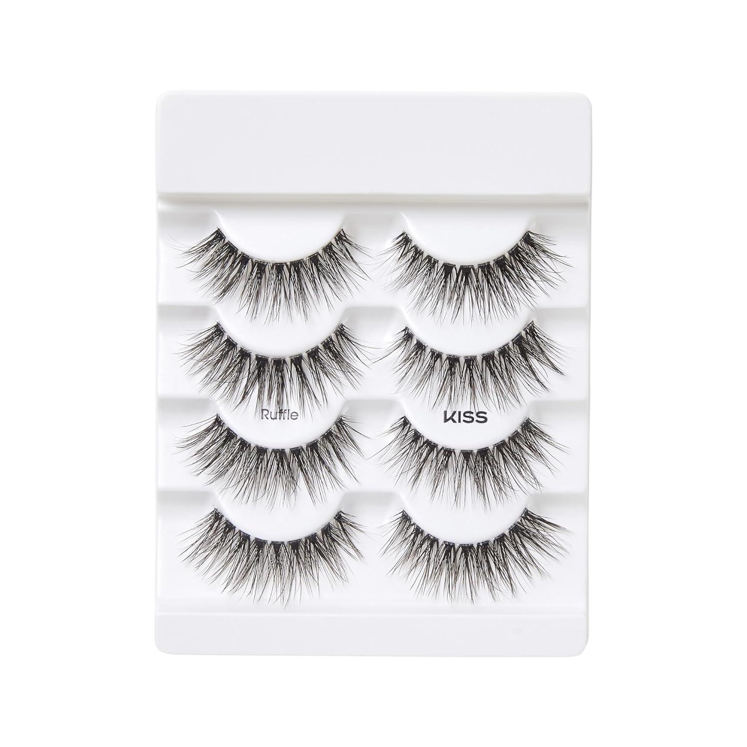 imageKISS Lash Couture Naked Drama Collection False Eyelashes with Cushion Flexi Band Full ampamp Fluffy Volume Easy to Apply Reusable Lash Clusters Style Tulle 10 mm 1 Pair Fake Eyelashes4 Pair Pack of 1