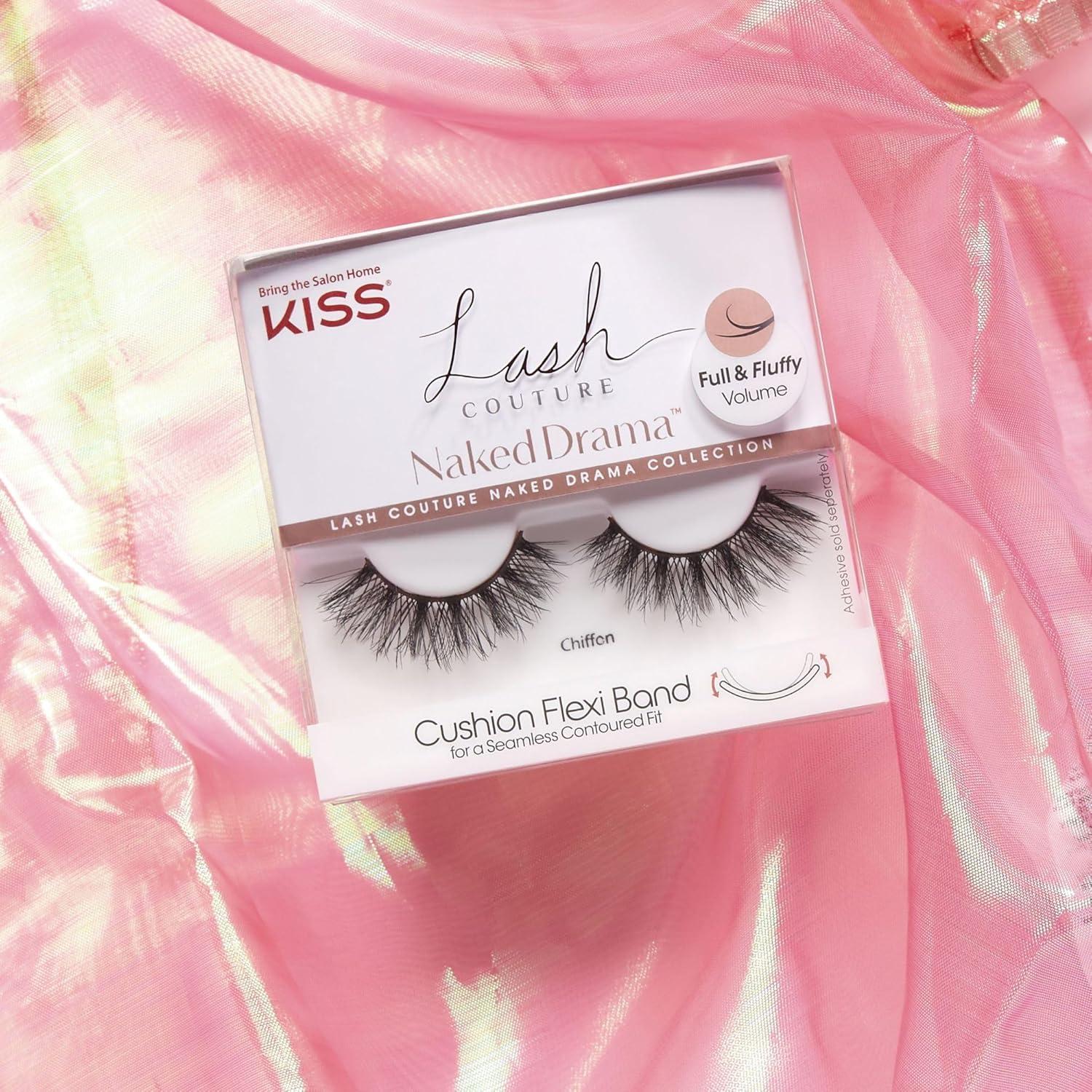 imageKISS Lash Couture Naked Drama Collection False Eyelashes with Cushion Flexi Band Full ampamp Fluffy Volume Easy to Apply Reusable Lash Clusters Style Tulle 10 mm 1 Pair Fake Eyelashes1 Pair Pack of 3