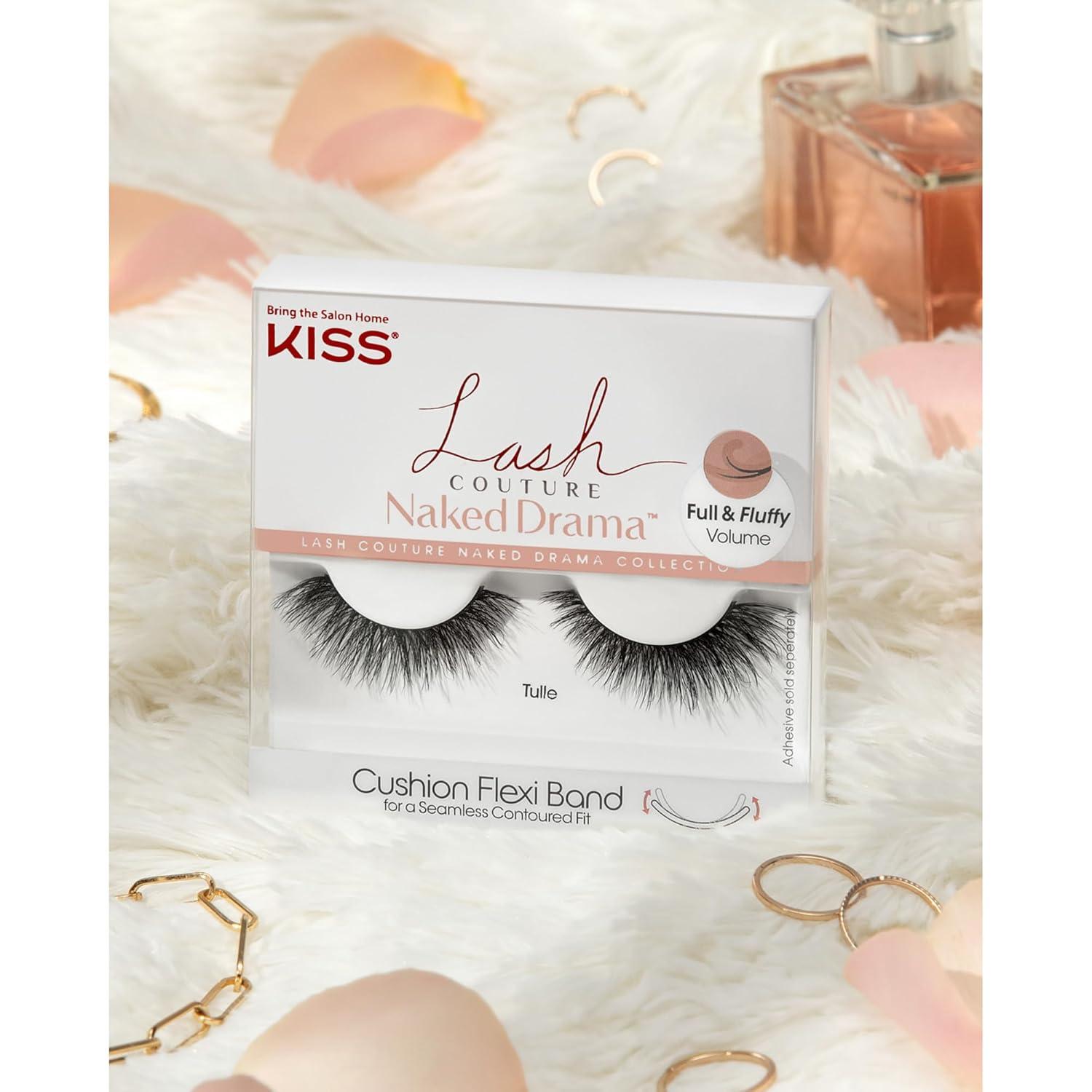imageKISS Lash Couture Naked Drama Collection False Eyelashes with Cushion Flexi Band Full ampamp Fluffy Volume Easy to Apply Reusable Lash Clusters Style Tulle 10 mm 1 Pair Fake Eyelashes1 pair Pack of 1